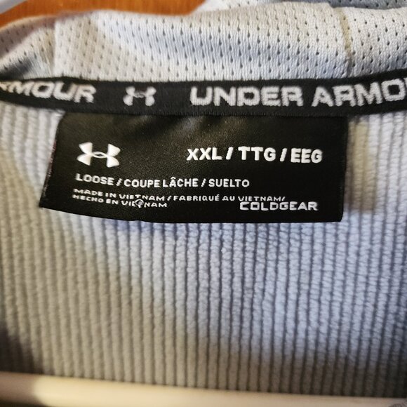Men's 2XL Under Armour Coldgear Loose Gray Lined Full Zip Hooded Jacket - Picture 8 of 10